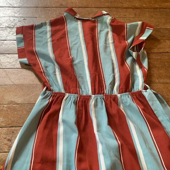 MONTEAU women’s brown and blue pastel  collard TShirt Midi dress, size Medium - Picture 9 of 12